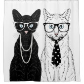 猫のカップル シャワーカーテン (正面)
