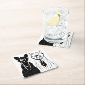 猫のカップル スクエアペーパーコースター (インサイチュ)