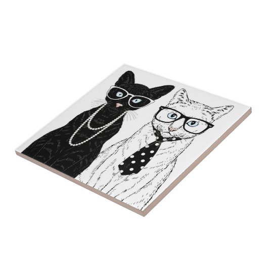 猫のカップル タイル (側面)