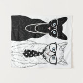 猫のカップル タペストリー (正面(横))