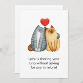 猫のカップル ラバーズ かわいい 面白い ハッピー バレンタインデー シーズンカード (正面/裏面)