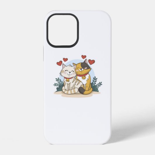 猫のカップル ラブ  iPhoneケース (裏面)