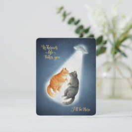 猫のカップル ロマンチック バレンタイン&アニバーサリー カード