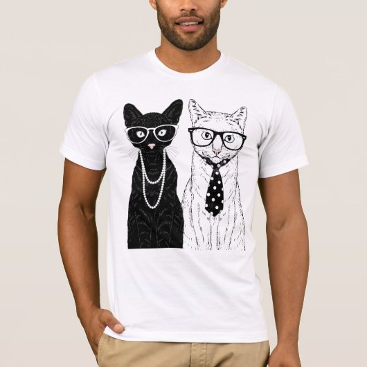 猫のカップル Tシャツ (正面)