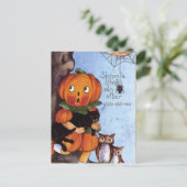 猫のカボチャの女の子 ポストカード (スタンド正面)