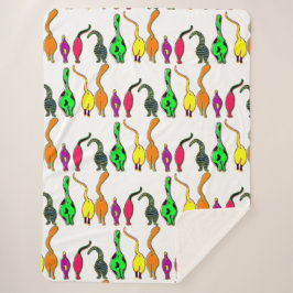 猫のカラフルお尻パターン シェルパブランケット