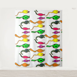 猫のカラフルお尻パターン タペストリー