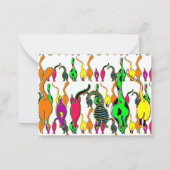 猫のカラフルお尻パターン ノートカード (裏面)