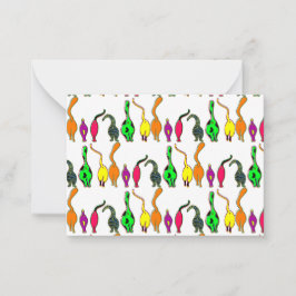 猫のカラフルお尻パターン ノートカード