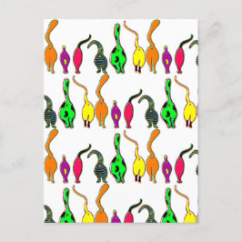 猫のカラフルお尻パターン ポストカード