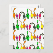 猫のカラフルお尻パターン ポストカード (正面/裏面)