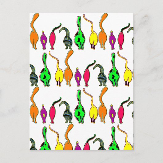 猫のカラフルお尻パターン ポストカード (正面)