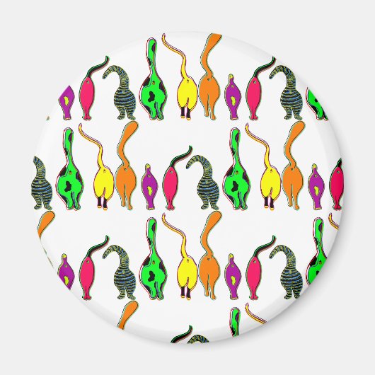 猫のカラフルお尻パターン マグネット (正面)