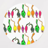 猫のカラフルお尻パターン ラベル (デザイン1)