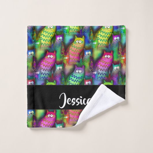 猫のカラフルグラデーション ウォッシュタオル (ウォッシュタオル)