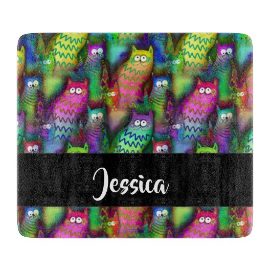 猫のカラフルグラデーション カッティングボード (正面)