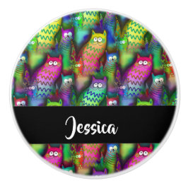 猫のカラフルグラデーション セラミックノブ