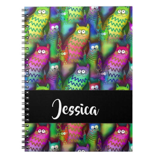 猫のカラフルグラデーション ノートブック (正面)