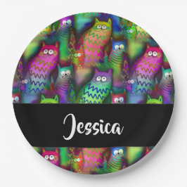 猫のカラフルグラデーション ペーパープレート