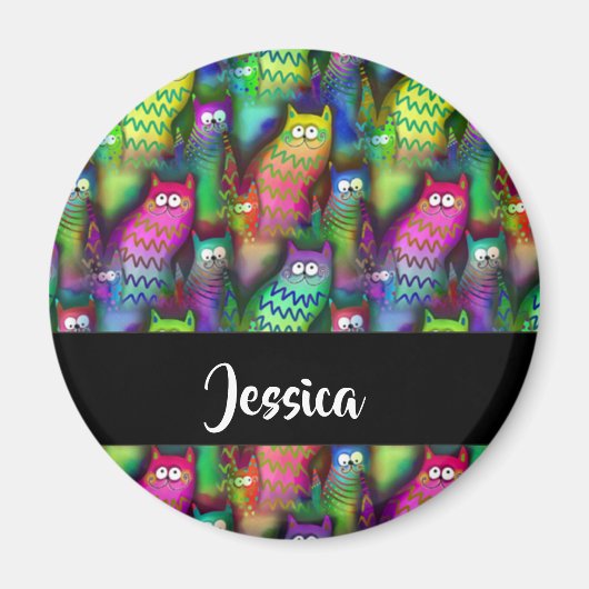 猫のカラフルグラデーション マグネット (正面)