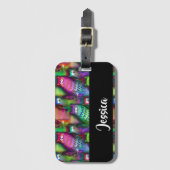 猫のカラフルグラデーション ラゲッジタグ (正面縦)