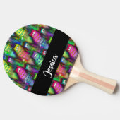 猫のカラフルグラデーション 卓球ラケット (横)