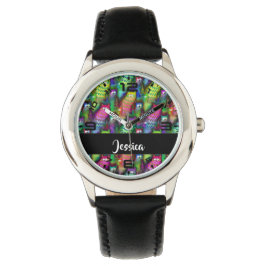 猫のカラフルグラデーション 腕時計