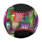 猫のカラフルグラデーション 野球ボール (裏面)