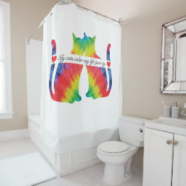 猫のカラフルシャワーカーテン シャワーカーテン