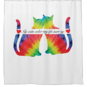猫のカラフルシャワーカーテン シャワーカーテン (正面)