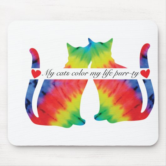 猫のカラフルマウスパッド マウスパッド (正面)