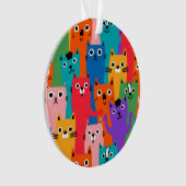 猫のカラフル柄 オーナメント (正面)