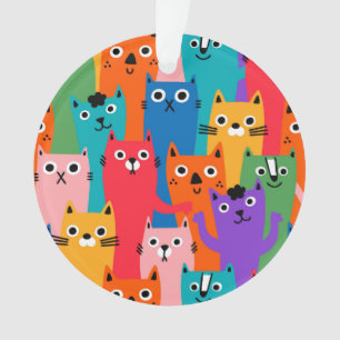 猫のカラフル柄 オーナメント