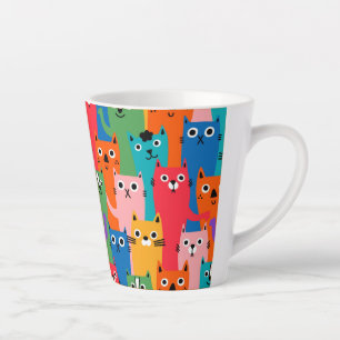 猫のカラフル柄 カフェラテマグ