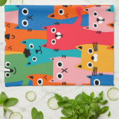 猫のカラフル柄 キッチンタオル (折り畳み)