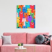 猫のカラフル柄 キャンバスプリント (インサイチュ (リビング))
