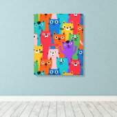 猫のカラフル柄 キャンバスプリント (インサイチュ (ウッドフロア))