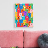 猫のカラフル柄 キャンバスプリント (インサイチュ (リビング))