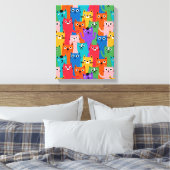 猫のカラフル柄 キャンバスプリント (インサイチュ (寝室))