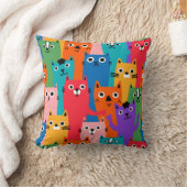 猫のカラフル柄 クッション (ブランケット)