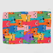 猫のカラフル柄 ゴルフタオル (横)