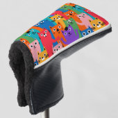 猫のカラフル柄 ゴルフヘッドカバー (3/4 正面)