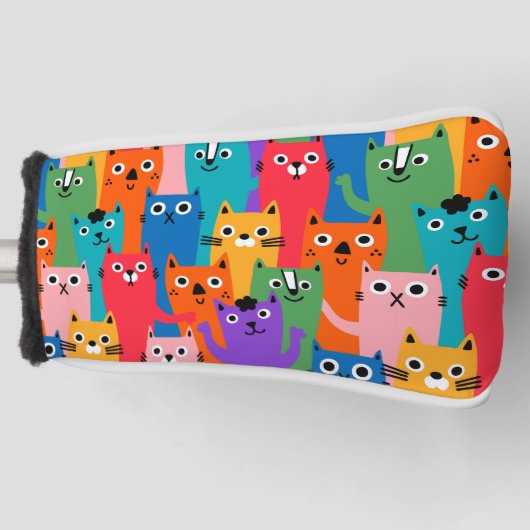 猫のカラフル柄 ゴルフヘッドカバー (正面)