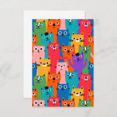 猫のカラフル柄 サンキューカード (正面/裏面)