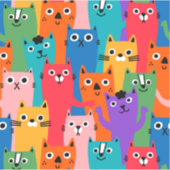 猫のカラフル柄 シール (正面)