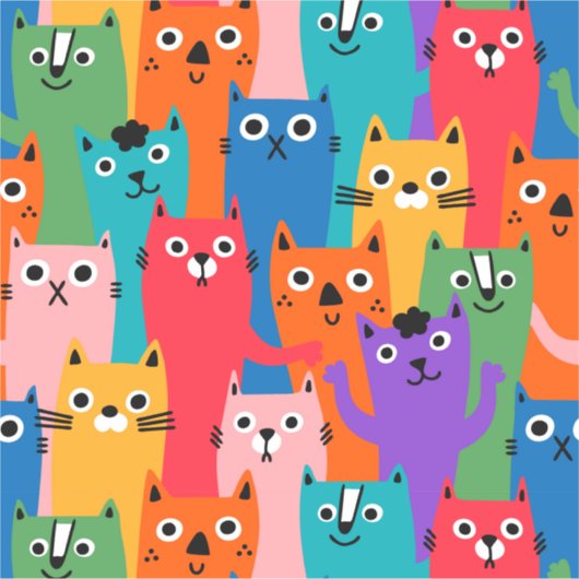 猫のカラフル柄 シール (正面)