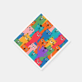 猫のカラフル柄 スタンダードカクテルナプキン (角)