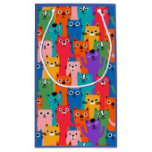 猫のカラフル柄 スモールペーパーバッグ (裏面)