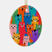猫のカラフル柄 セラミックオーナメント (右)