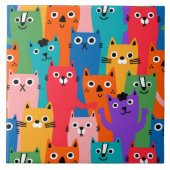 猫のカラフル柄 タイル (正面)